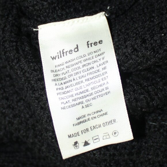 Aritzia Wilfred Free Black Walter Waffle Knit Merino Wool V-neck Sweater Sz S - Picture 7 of 8